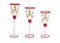 Melrose Set of 3 White and Red Glass Holly Candle Holders Christmas Decor 15.75"
